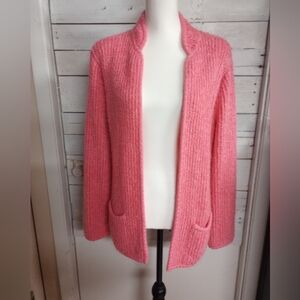 Nan Elliot Vintage Womens Large Pink Open Front Sweater Cardigans Pockets Chunky